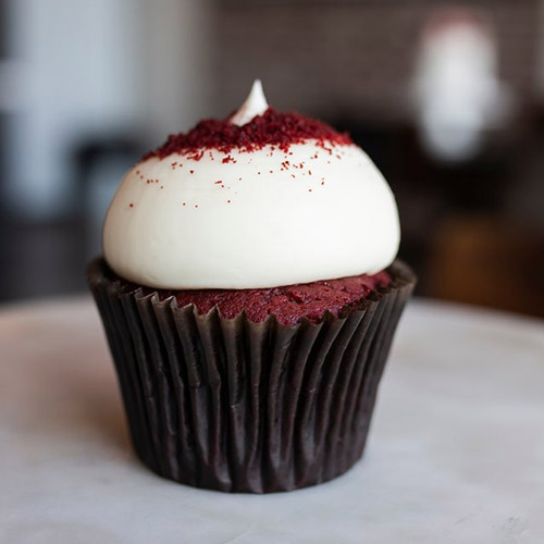 famous red velvet featured cupcake